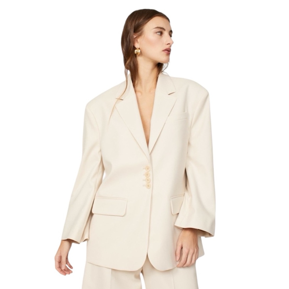 By Malene Birger Oversized Off White Trendy Designer Blazer Jacket Size Large
